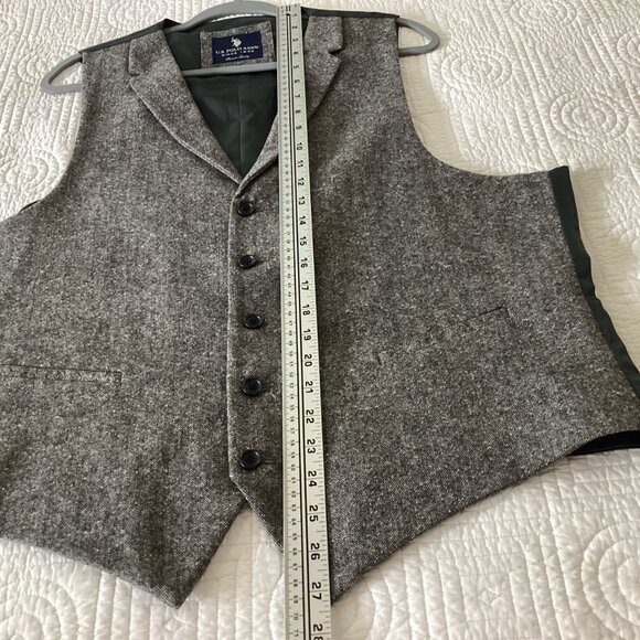 U.S. Polo Assn. Gray Tweed Vest Wool-Blend Classic Button-Up Women's Size XL Aca - Picture 6 of 8